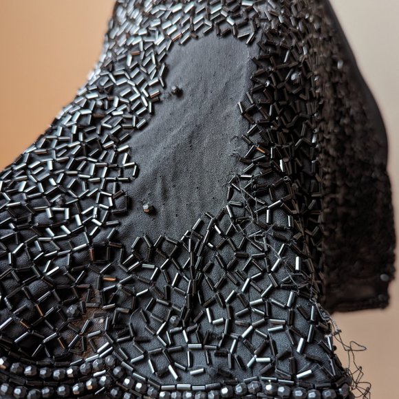 Vintage 80's Beaded Cape /Tuxedo Mini Dress - Picture 8 of 8
